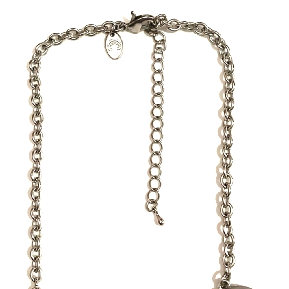 CHARMING CHARLIE ACRYLIC/RHINESTONE SILVER-TONE COLLAR BIB LOT (2) 20" NECKLACES - Picture 6 of 11